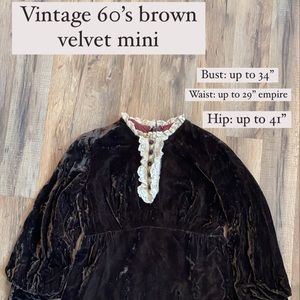 Vintage 60’s Mod velvet dress Renaissance sleeves